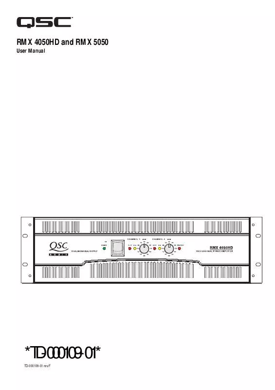 Mode d'emploi QSC AUDIO RMX 4050HD