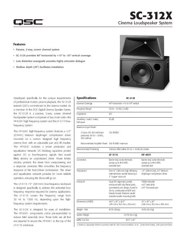 Mode d'emploi QSC AUDIO SC-312X