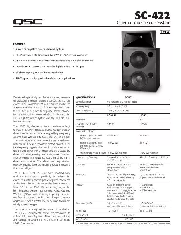 Mode d'emploi QSC AUDIO SC-422