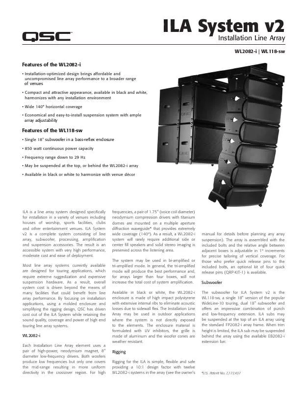 Mode d'emploi QSC AUDIO WL118-SW