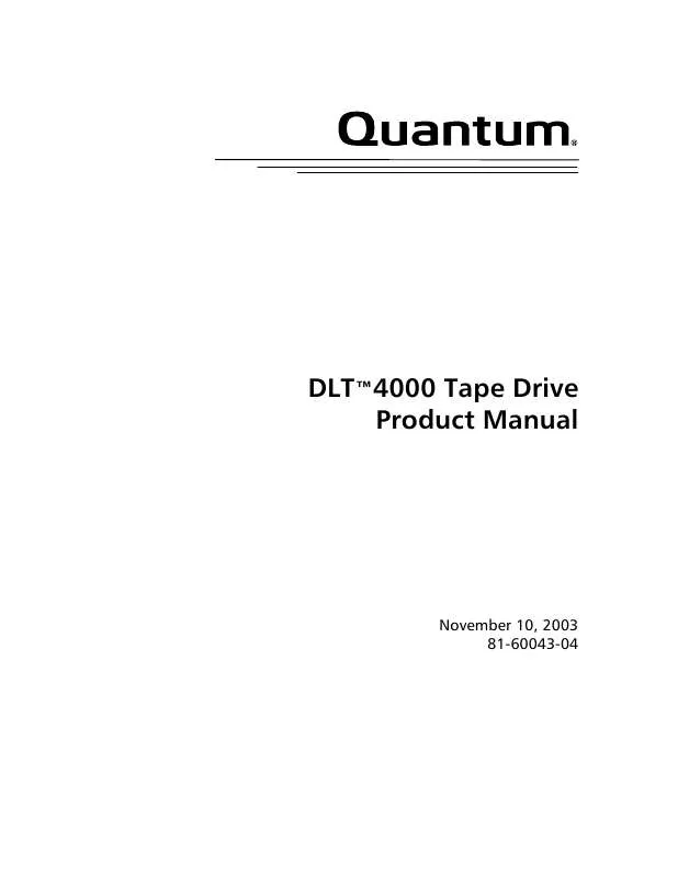 Mode d'emploi QUANTUM DLT4000