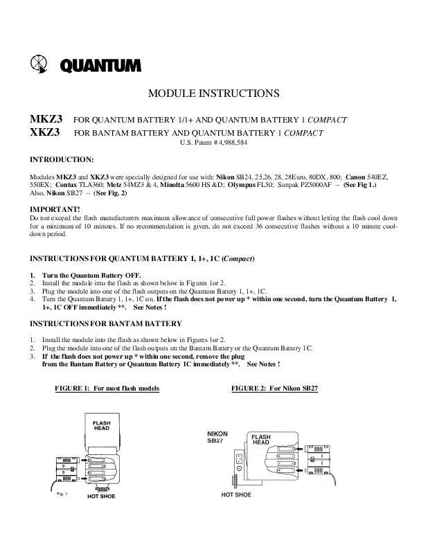 Mode d'emploi QUANTUM MKZ3