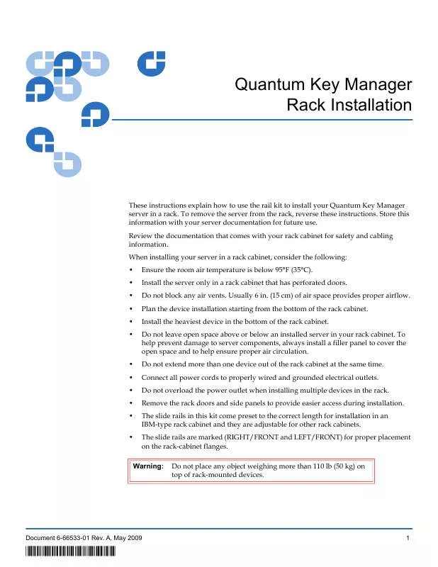 Mode d'emploi QUANTUM QKM