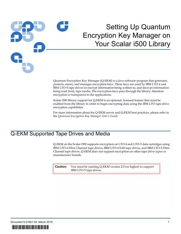 Mode d'emploi QUANTUM SCALAR I500 LIBRARY