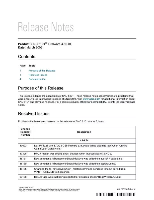 Mode d'emploi QUANTUM SNC 6101 4.60.04