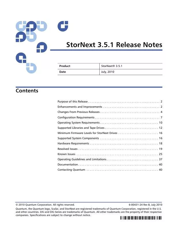 Mode d'emploi QUANTUM STORNEXT 3.5.1