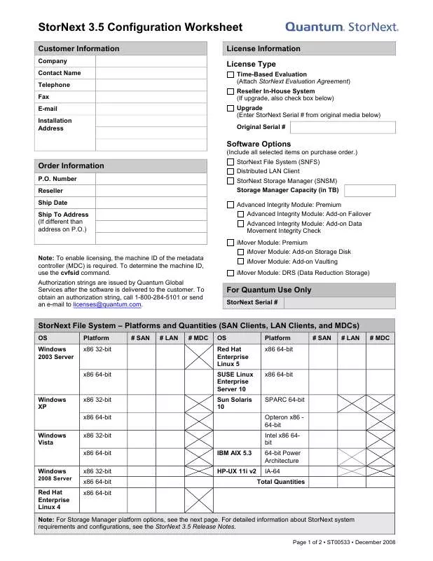 Mode d'emploi QUANTUM STORNEXT 3.5