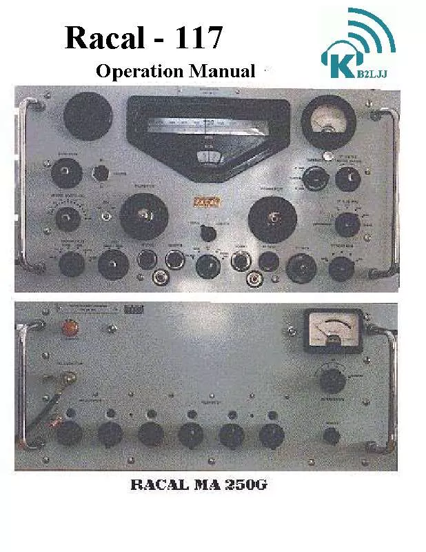 Mode d'emploi RACAL RA-117