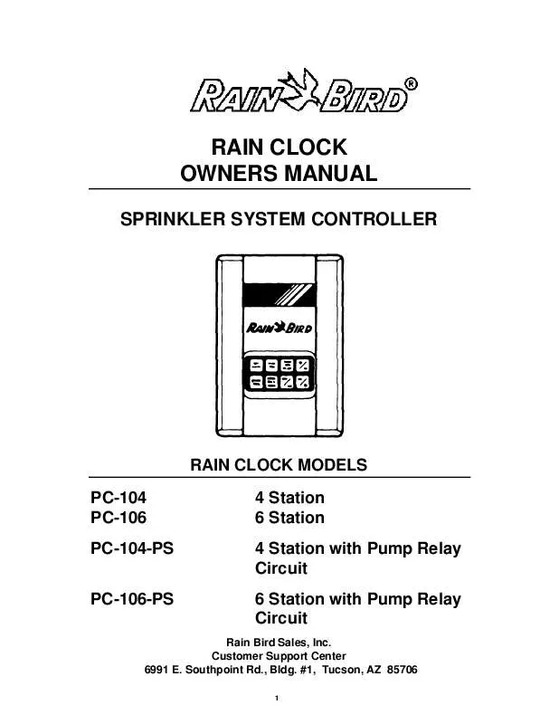 Mode d'emploi RAIN BIRD PC-106-PS