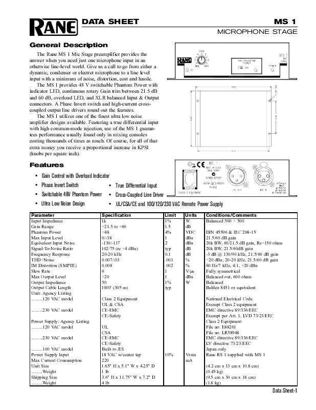 Mode d'emploi RANE MS 1