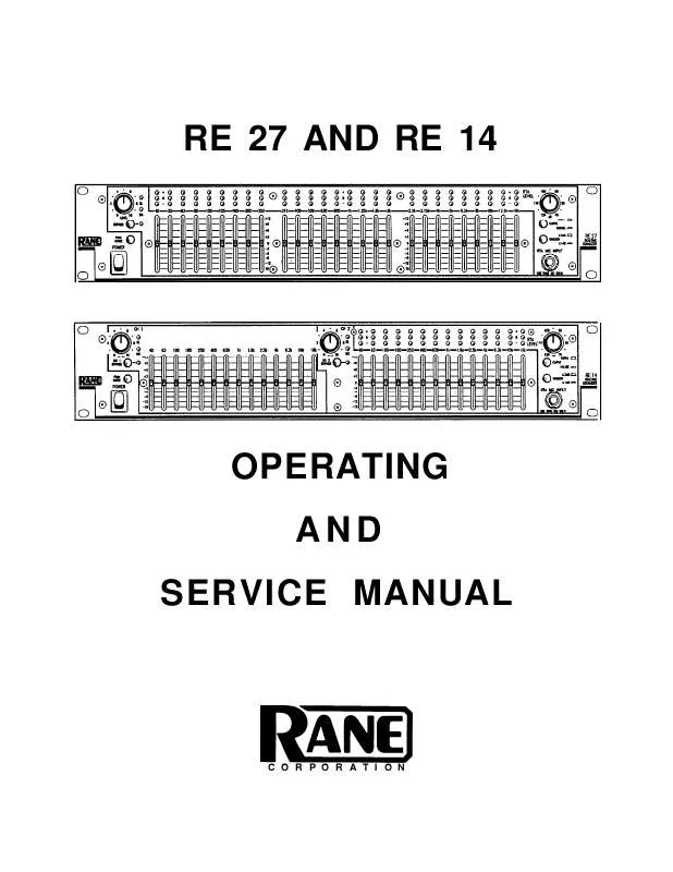 Mode d'emploi RANE RE 27