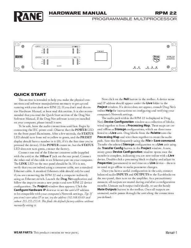 Mode d'emploi RANE RPM 22