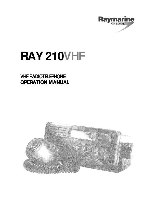 Mode d'emploi RAYMARINE RAY 210 VHF RADIO