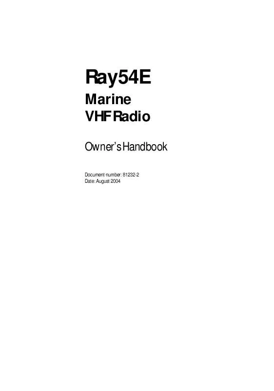 Mode d'emploi RAYMARINE RAY54E VHF RADIO