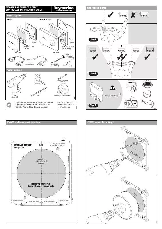 Mode d'emploi RAYMARINE SMARTPILOT SURFACE MOUNT CONTROLLER