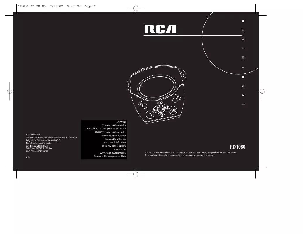 Mode d'emploi RCA LYRA RD1080