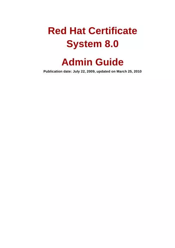Mode d'emploi REDHAT CERTIFICATE SYSTEM 8.0