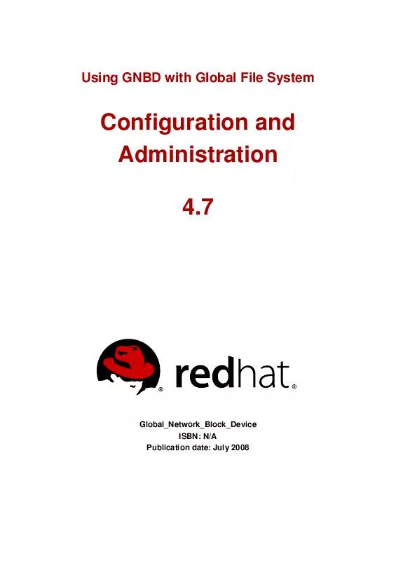 Mode d'emploi REDHAT GNBD WITH GLOBAL FILE SYSTEM 4.7