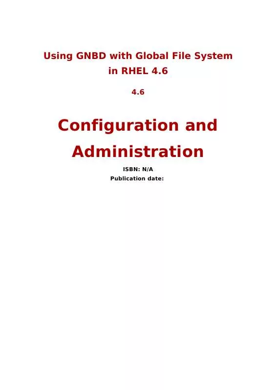 Mode d'emploi REDHAT GNBD WITH GLOBAL FILE SYSTEM IN RHEL 4.6