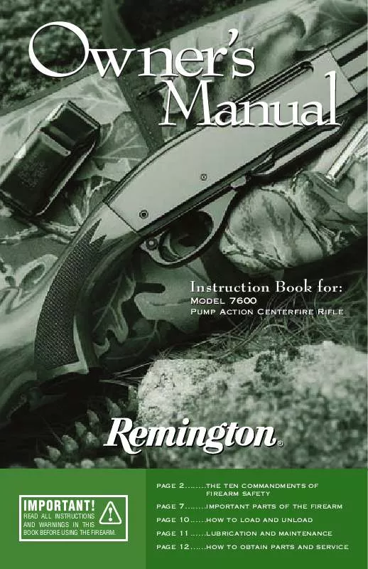 Mode d'emploi REMINGTON 7600