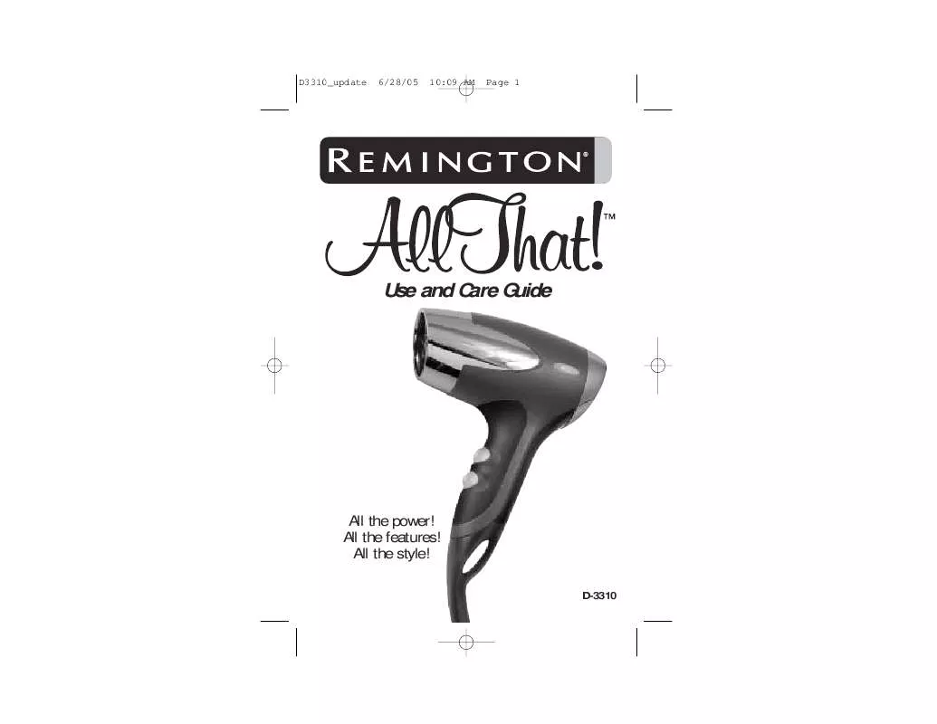 Mode d'emploi REMINGTON D-3310