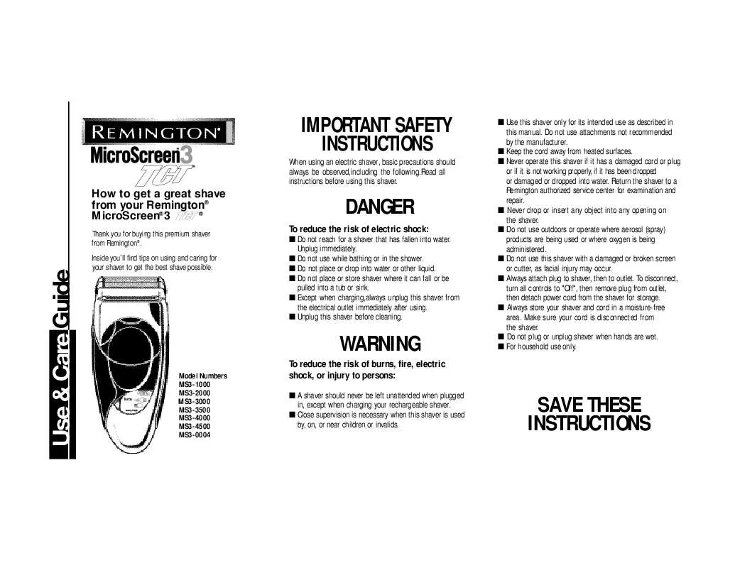 Mode d'emploi REMINGTON MS3-3000