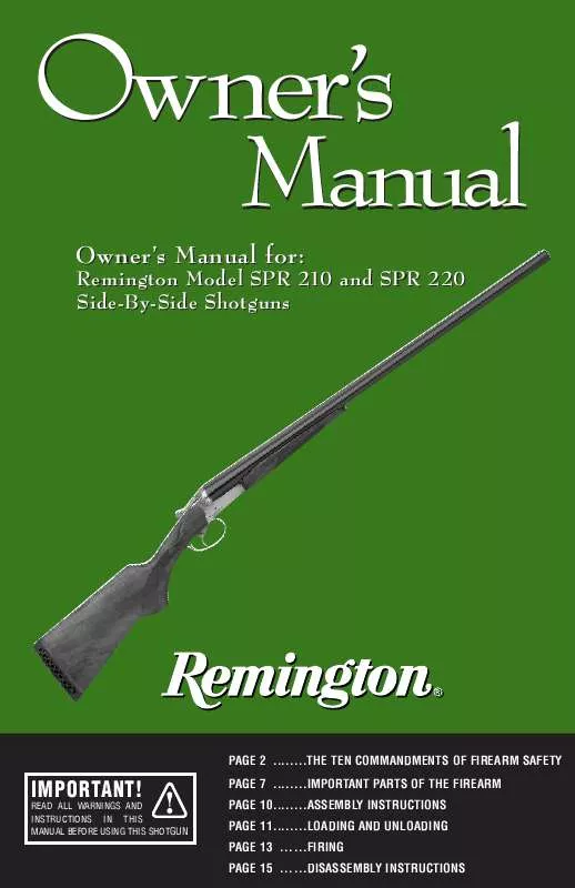 Mode d'emploi REMINGTON SPR 210