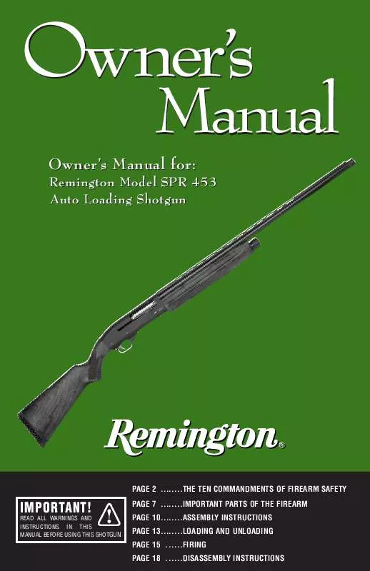 Mode d'emploi REMINGTON SPR 453