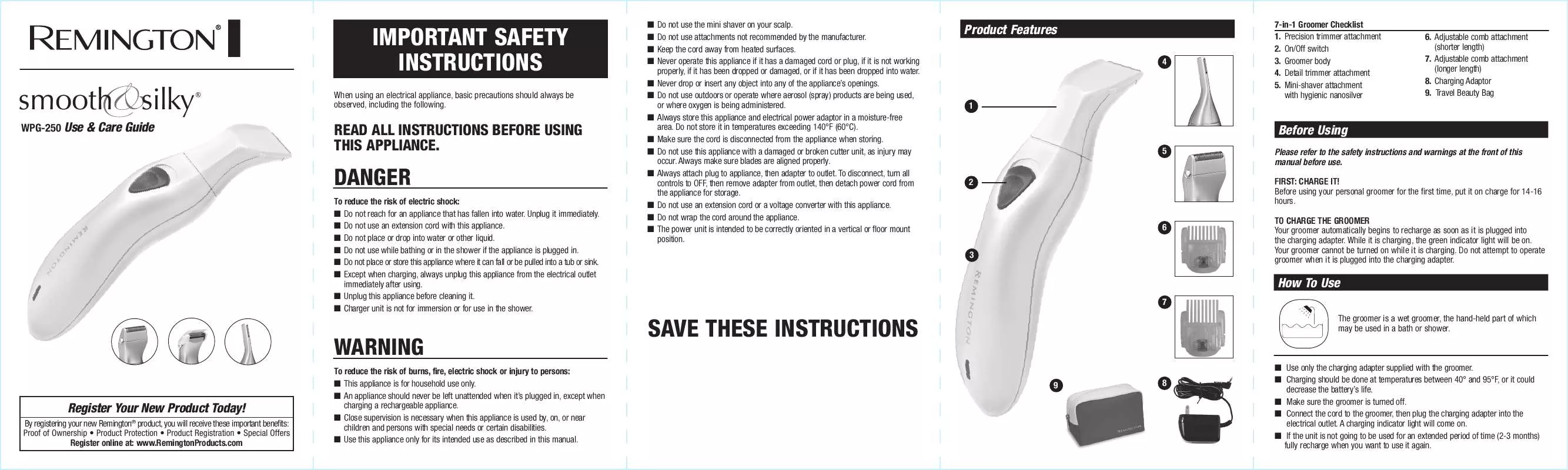 Mode d'emploi REMINGTON WPG-250