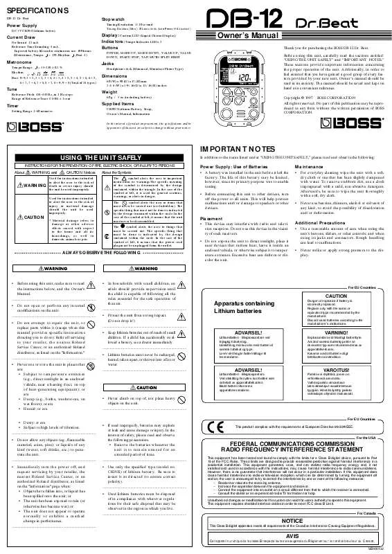 Mode d'emploi ROLAND DB-12