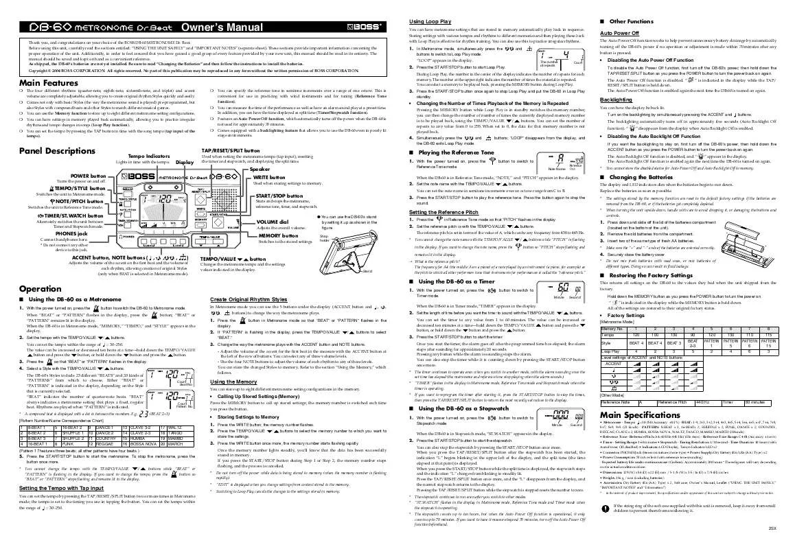 Mode d'emploi ROLAND DB-60