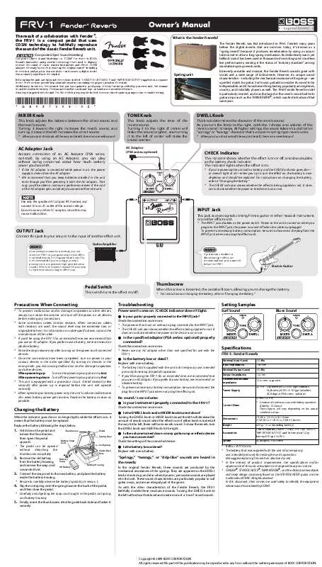 Mode d'emploi ROLAND FRV-1