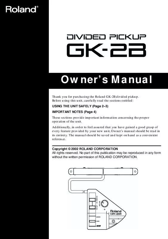 Mode d'emploi ROLAND GK-2B