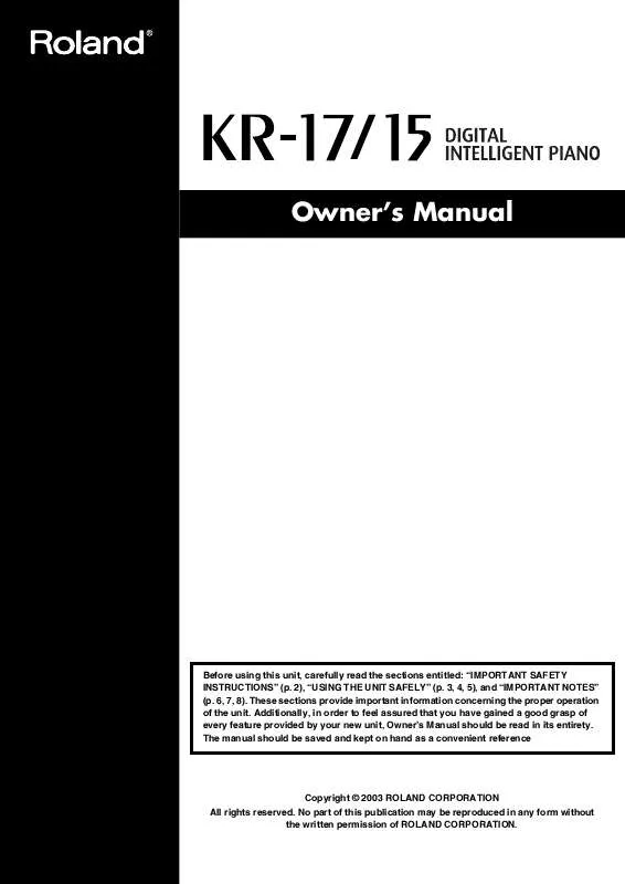 Mode d'emploi ROLAND KR-15