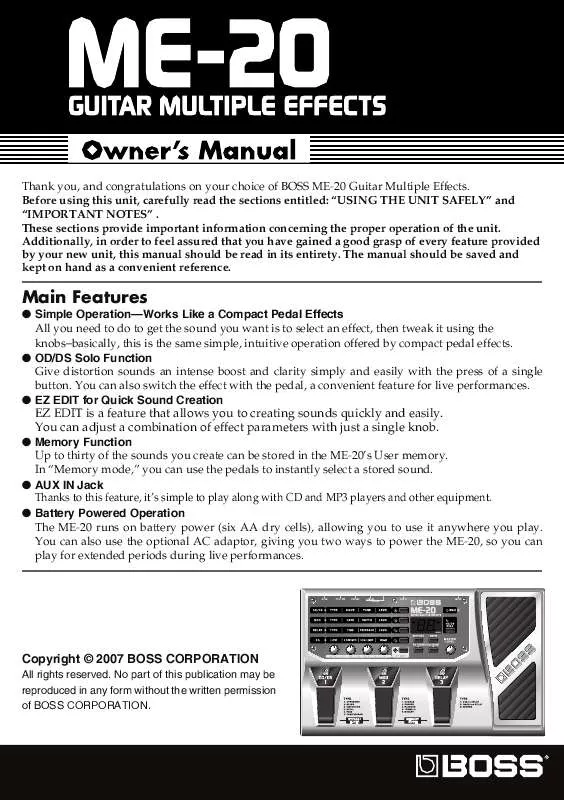 Mode d'emploi ROLAND ME-20