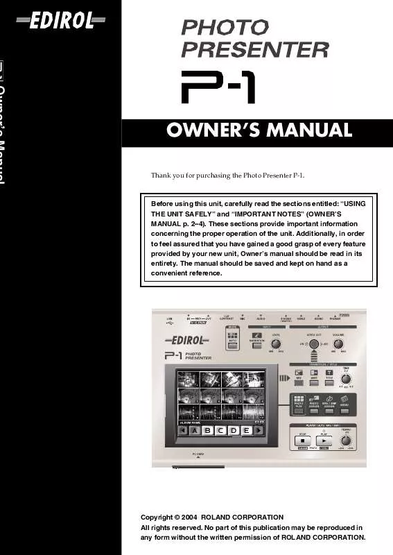 Mode d'emploi ROLAND P-1