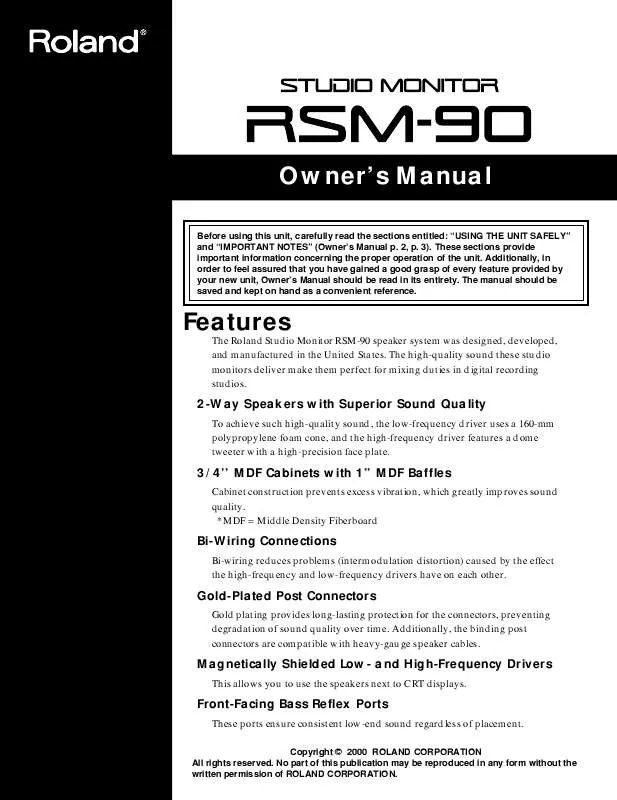 Mode d'emploi ROLAND RSM-90