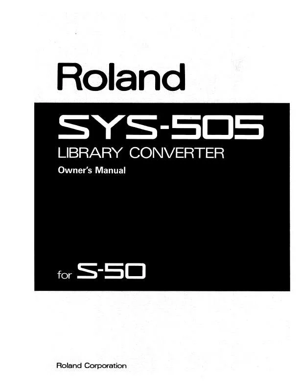 Mode d'emploi ROLAND SYS-505