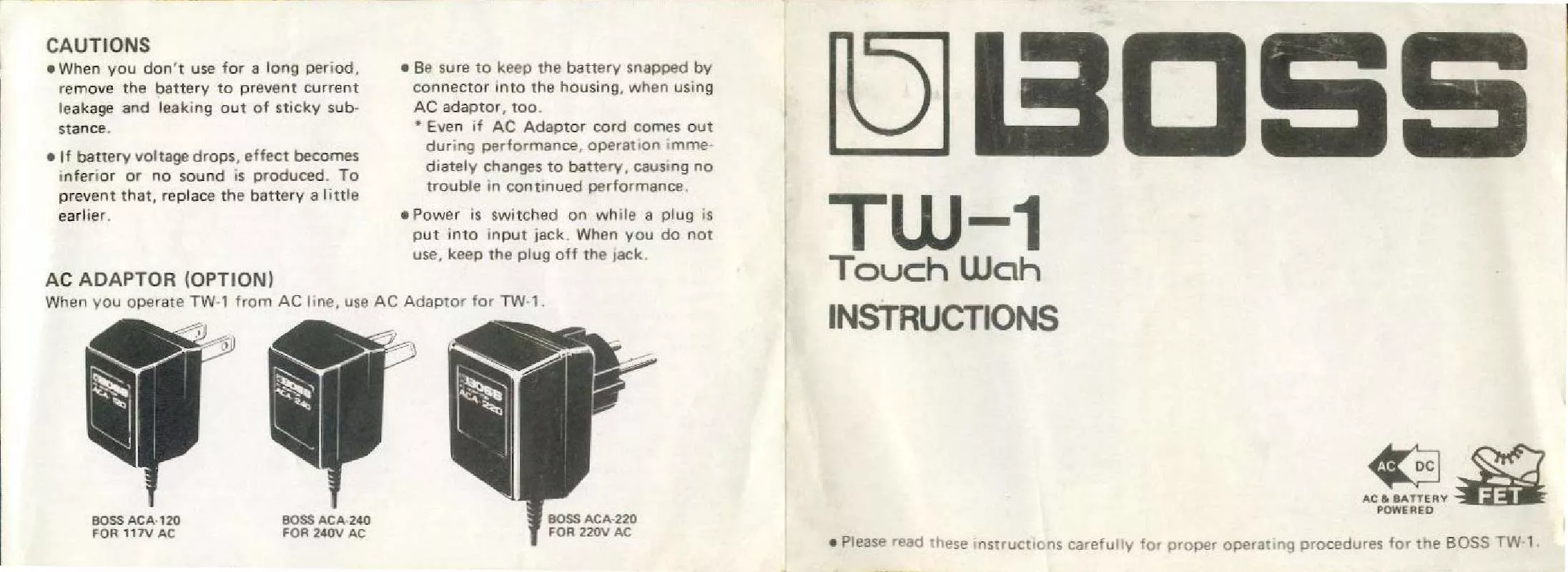 Mode d'emploi ROLAND TW-1