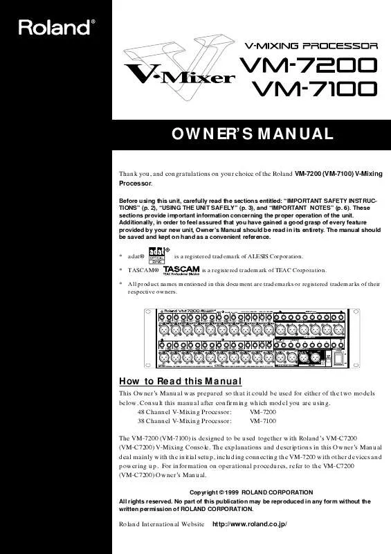 Mode d'emploi ROLAND VM-7000