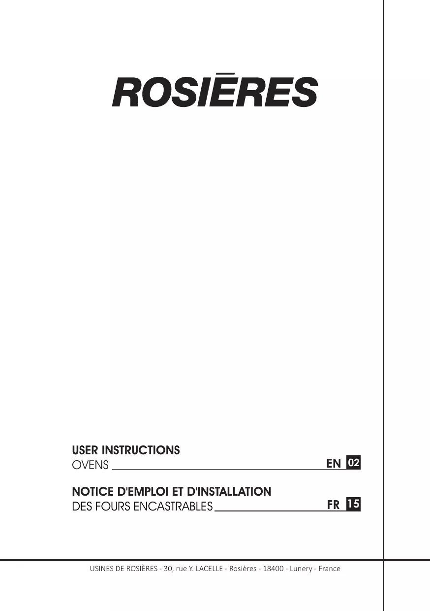 Mode d'emploi ROSIERES RFC3O5879IN