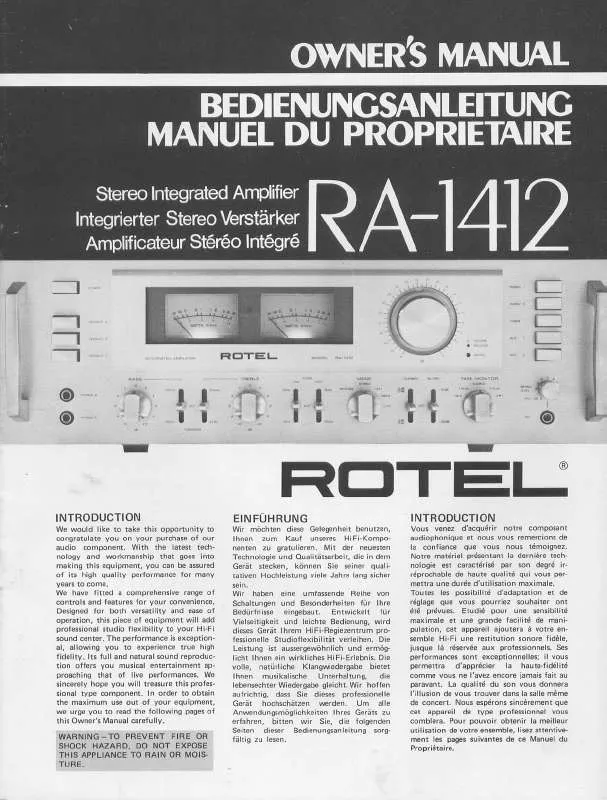 Mode d'emploi ROTEL RA-1412