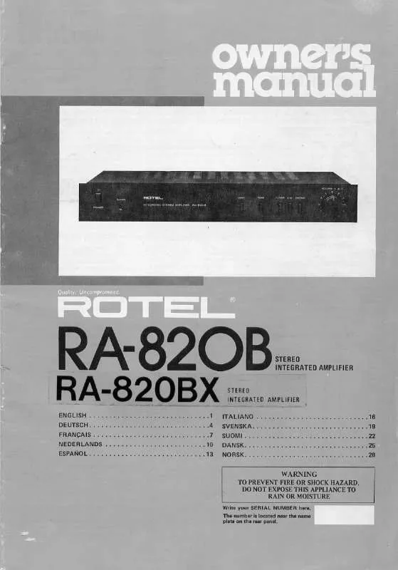 Mode d'emploi ROTEL RA-820BX