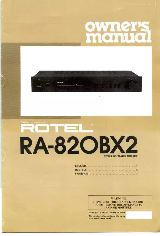 Mode d'emploi ROTEL RA-820BX2