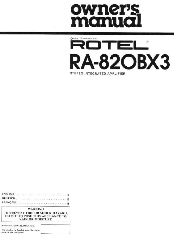 Mode d'emploi ROTEL RA-820BX3