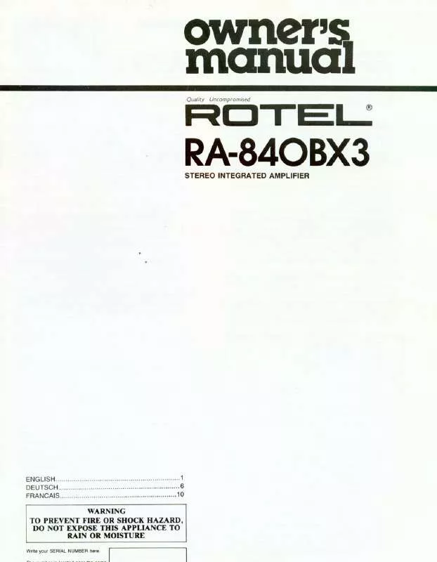 Mode d'emploi ROTEL RA-840BX3