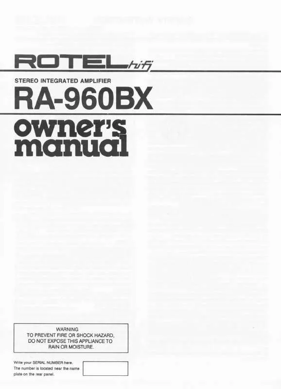 Mode d'emploi ROTEL RA-960BX