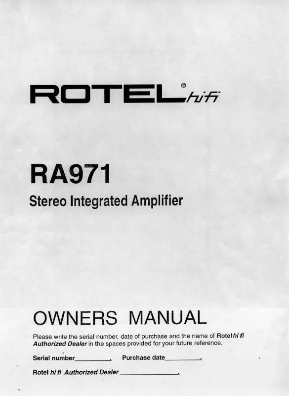 Mode d'emploi ROTEL RA-971