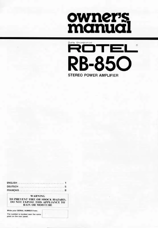 Mode d'emploi ROTEL RB-850