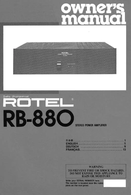 Mode d'emploi ROTEL RB-880